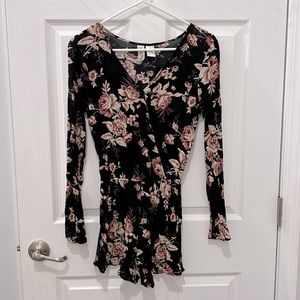 Long-sleeve Floral Romper